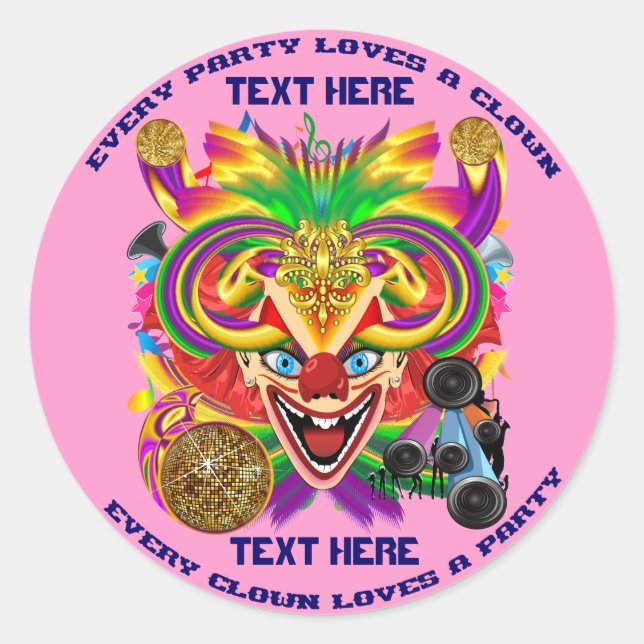 Sticker Rond Clown Party Event View large Please View Notes (Devant)