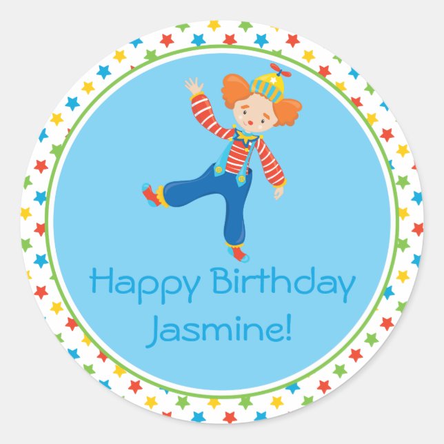 Sticker Rond Clown | Thème cirque | Personnalisé (Devant)