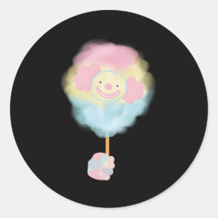 Sticker Rond Clowncore Clown Cotton Candy