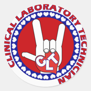 Sticker Rond CLT CLINICAL LAB TECH ASL iLOVE LOGO