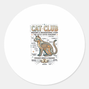 Sticker Rond Club Chat Anatomie du Chat Diagramme Scientifique