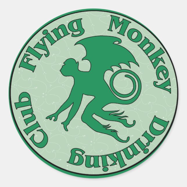 Sticker Rond Club de boisson de singe volant (Devant)
