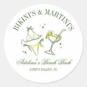 Sticker Rond Club de Fête de Fiançailles de Plage 