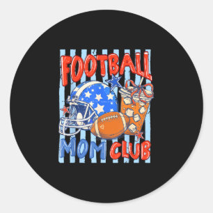 Sticker Rond Club de maman de football à nœud rayé café drôle d