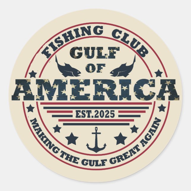 Sticker Rond Club de pêche du golfe d'Amérique patriotique amér (Devant)