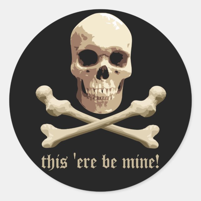 Sticker Rond Club de pirates - Crâne et os croisés (Devant)
