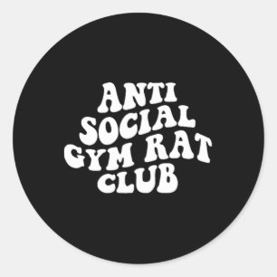 Sticker Rond Club de rat de gym antisocial drôle de gym fitness