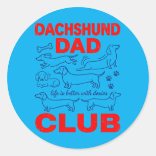 Sticker Rond Club Papa Dachshund sur design dos