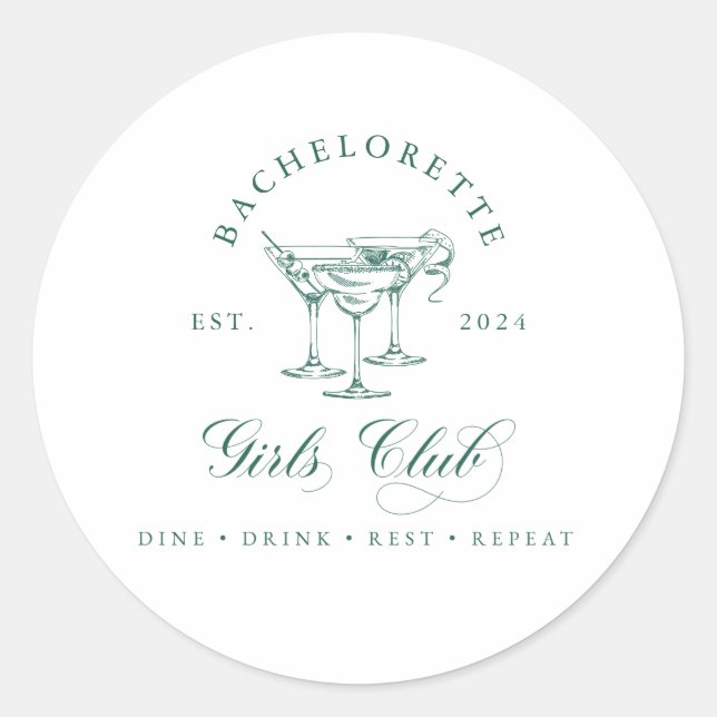 Sticker rond Club pour filles Bachelorette (Devant)
