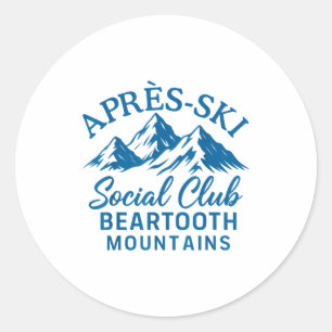 Sticker Rond club social après-ski montagnes beartooth