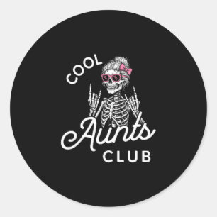 Sticker Rond Club Tante Cool Squelette Drôle Famille Enfants Fe