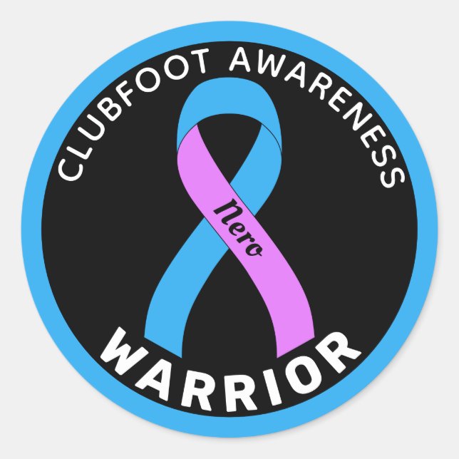Sticker Rond Clubfoot Sensibilisation Warrior Ruban Noir Classi (Devant)