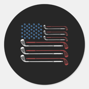 Sticker Rond Clubs de golf Drapeau américain rouge blanc et ble