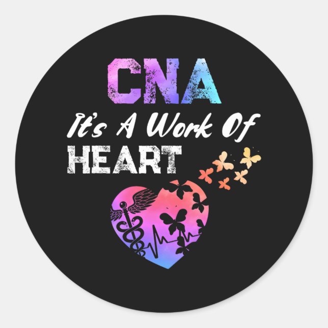 Sticker Rond CNA C'est une oeuvre d'infirmières cardiaques cert (Devant)