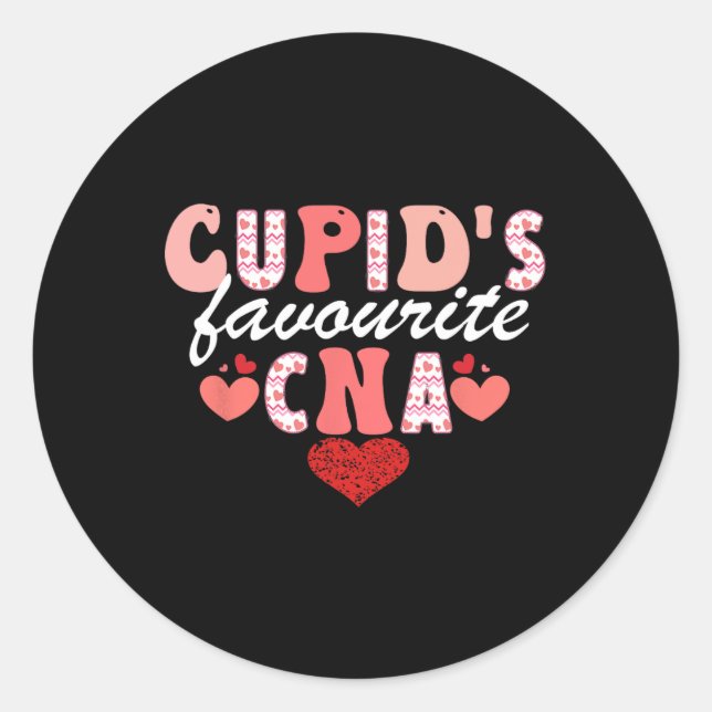 Sticker Rond Cna Valentine Certified Nursing I de Cupid (Devant)