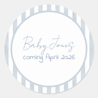 Sticker Rond Coastal Baby Ahoy Its a Boy Baby Shower