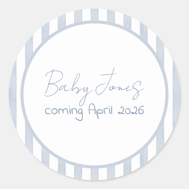 Sticker Rond Coastal Baby Ahoy Its a Boy Baby Shower (Devant)