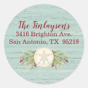 Sticker Rond Coastal Christmas Beach Return Adresse Label