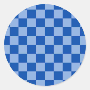 Sticker Rond Cobalt Blue Checkerboard