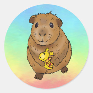 Sticker Rond Cobaye avec escargots