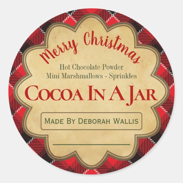 Sticker Rond Coca Chocolé Chaud De Noël Plaid Dans Des Idées De (Devant)