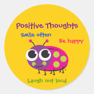 Sticker Rond Coccinelle mignonne "pensées positives "