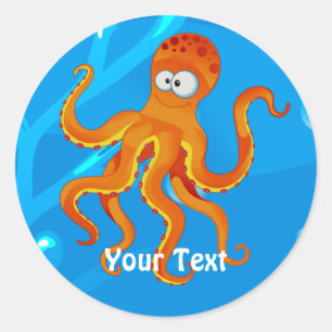Sticker Rond Cochet personnalisé octopus cute aquatique océan