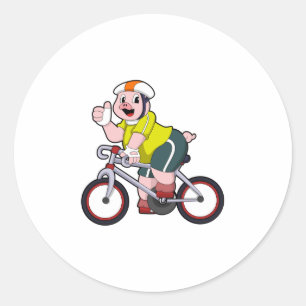 Sticker Rond Cochon avec vélo et casque
