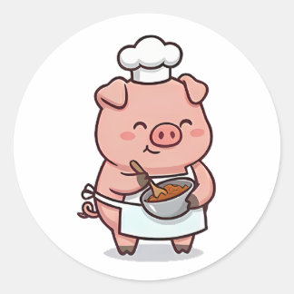 Sticker Rond Cochon Boulanger