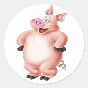 Sticker Rond Cochon, cerdo, porco, Schwein, cochon