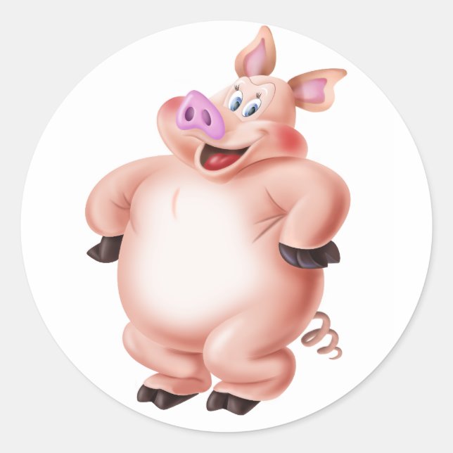 Sticker Rond Cochon, cerdo, porco, Schwein, cochon (Devant)