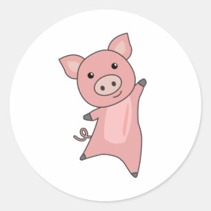 Sticker Rond Cochon Chien Chien Chien Chien Chien Funny Chiens