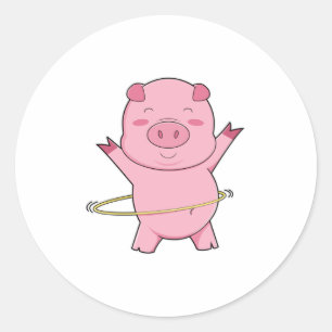 Sticker Rond Cochon de conditionnement avec anneau à aile