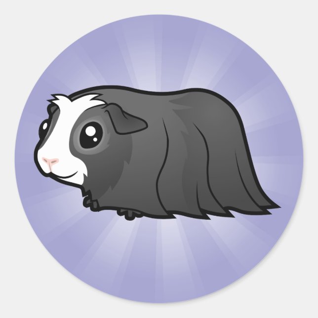 Sticker Rond Cochon de Guinée (cheveux longs) (Devant)
