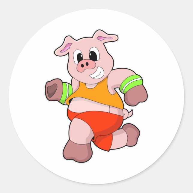 Sticker Rond Cochon en cours d'exécution (Devant)
