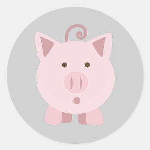 Sticker Rond Cochon mignon surpris