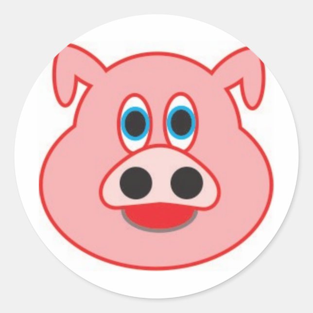 Sticker Rond Cochon petit dessin d'illustration didactique (Devant)