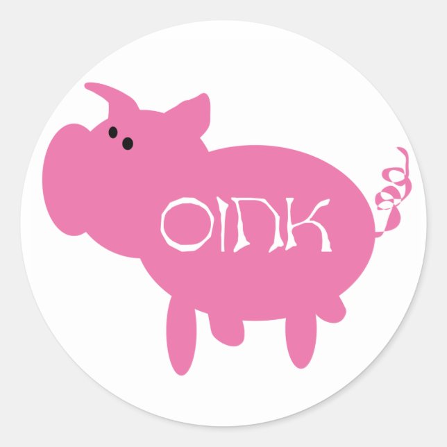 Sticker Rond Cochon rose (Devant)