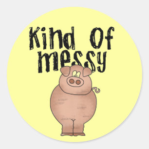 Sticker Rond Cochon type de TShirts et cadeaux Messy