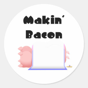 Sticker Rond Cochons couchés Bleu Pink Blanket Makin' Bacon