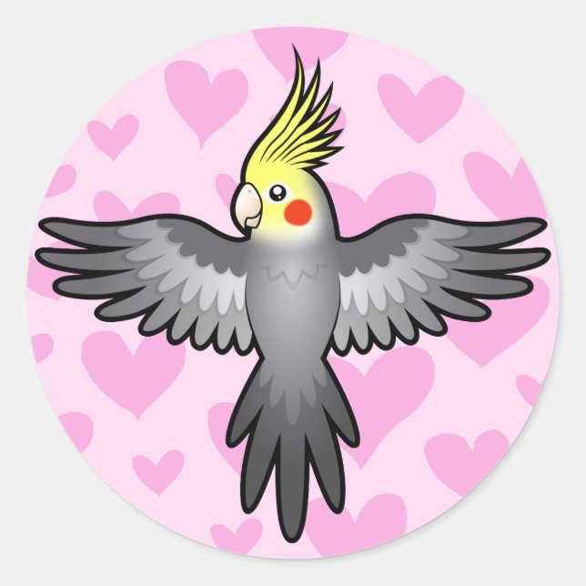 Sticker Rond Cockatiel Love (Devant)