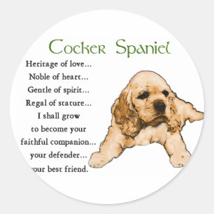 Sticker Rond Cocker Spaniel Amateurs Cadeaux