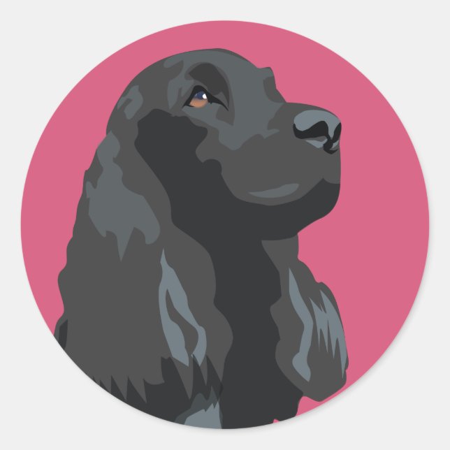 Sticker Rond Cocker Spaniel - Noir - Modèles de race de base (Devant)
