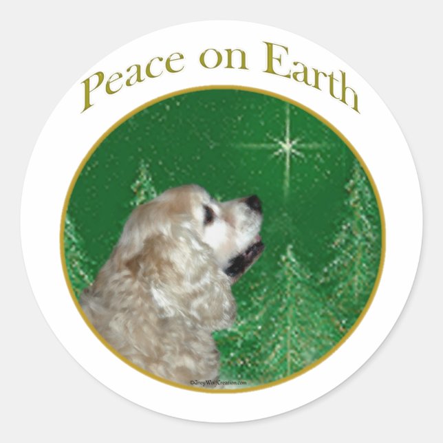 Sticker Rond Cocker Spaniel Peace (Devant)