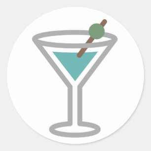 Sticker Rond Cocktail amusant Martini Emoji