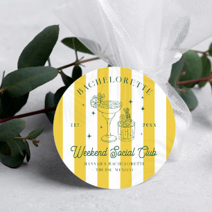 Sticker Rond Cocktail Club d'été   Enterrement de vie de jeune 