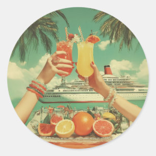 Sticker Rond Cocktail de croisières tropicales