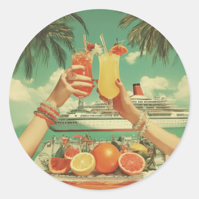 Sticker Rond Cocktail de croisières tropicales (Devant)