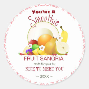Sticker Rond Cocktail de fruits   Amitié Hello Funny