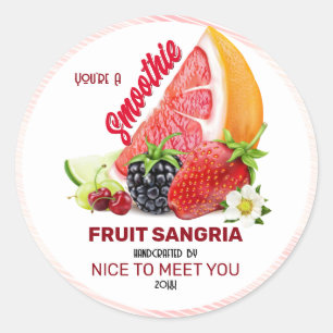Sticker Rond Cocktail de fruits   Amitié Hello Funny